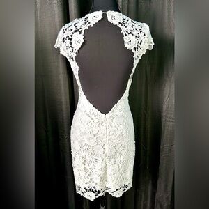 Lulus White 3D Floral Embroidered Backless Dress, Size S